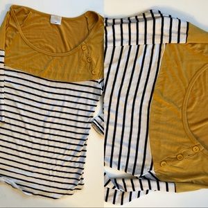 Yellow Striped Button Blouse